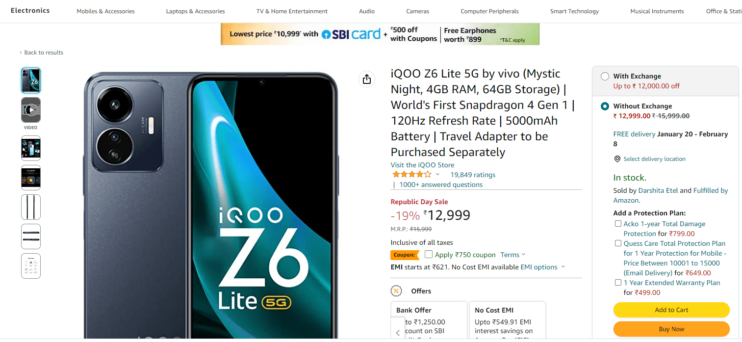 iQOO Z6 Lite 5G by Vivo