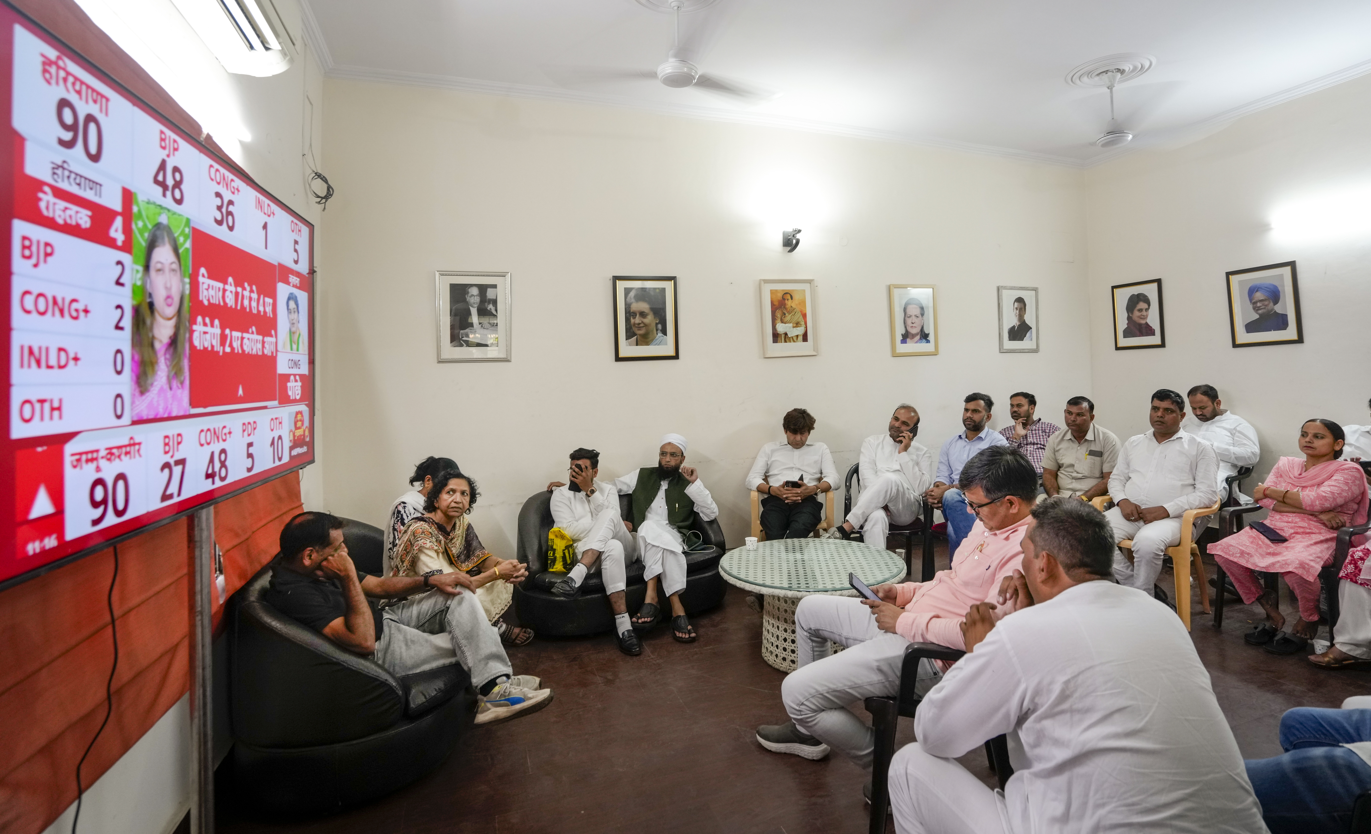 Congress supporters at Kumari Selja's residence