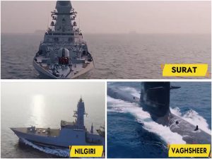 INS Surat, INS Nilgiri, and INS Vaghsheer