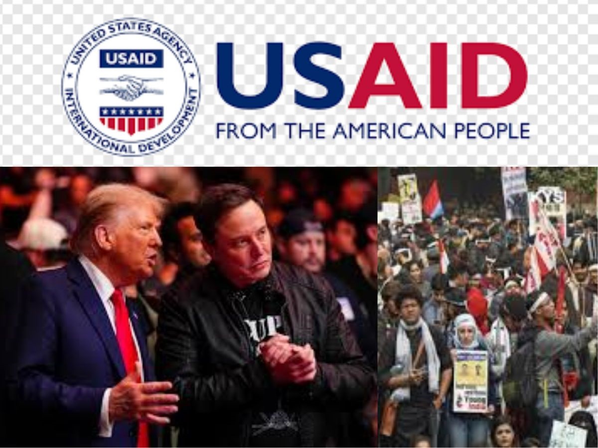 USAID Trump Musk anti modi protest
