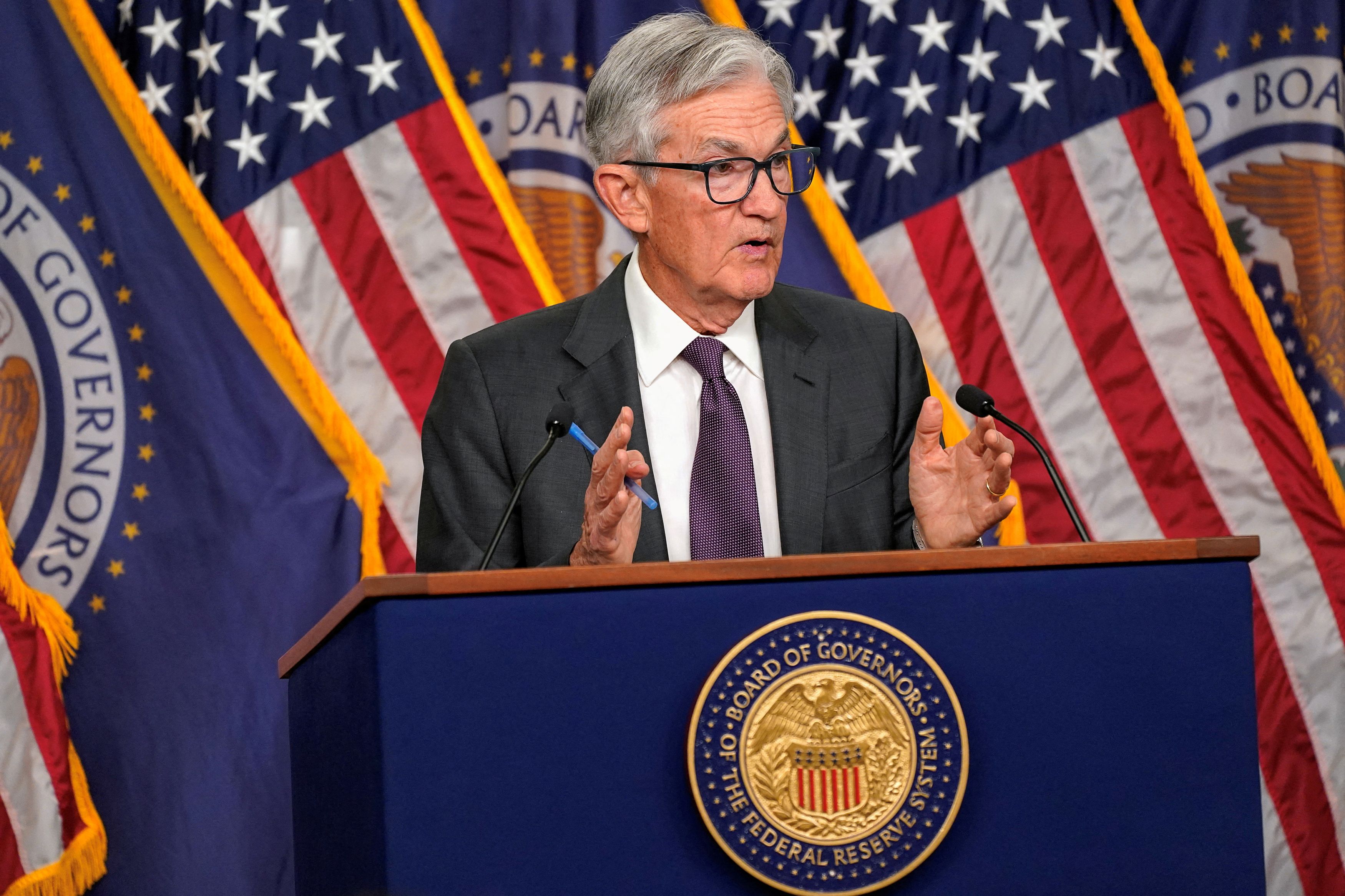 U.S. Federal Reserve Chair Jerome Powell holds press conference, in Washington